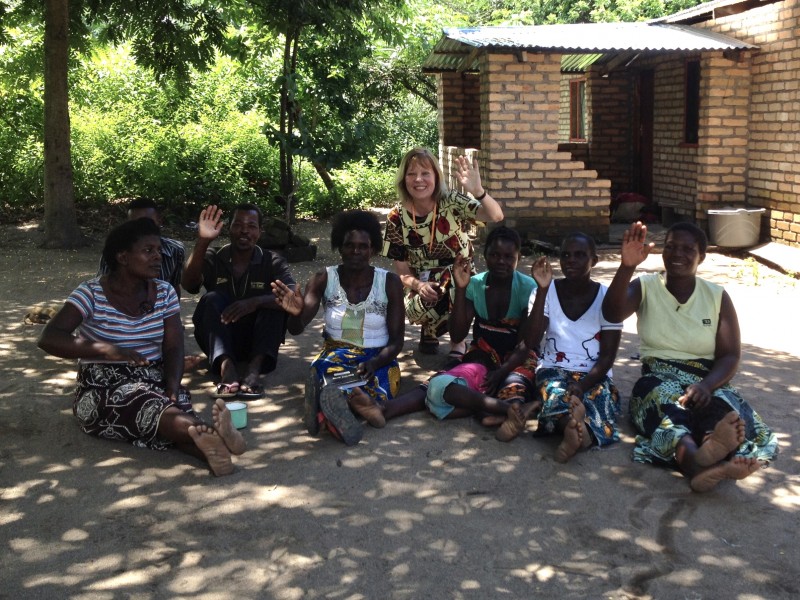 Caroline with part of a 'village banking' group in Malawi - another strategy aimed at providing sustainable growth for the poorest people.